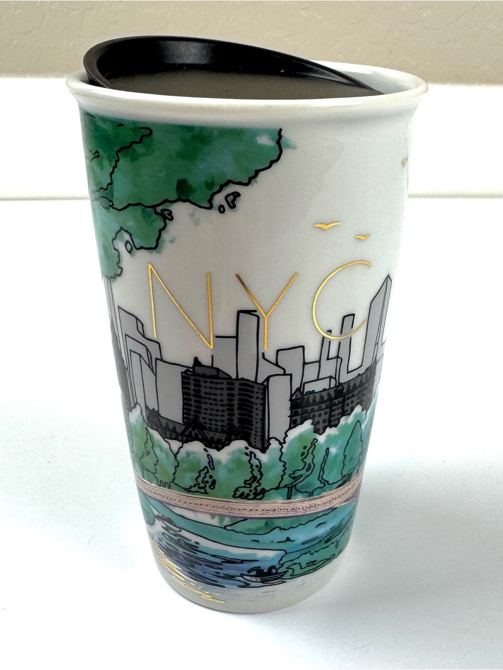 Retired 2017 Starbucks New York City Central Park Ceramic Tumbler 12oz With Lid